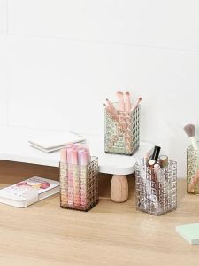 WORTHBUY | WORTHBUY Clear Plastic Makeup Brush Holder Organizer Cosmetic Display Rack Countertop Storage Organization For Bathroom Bedroom