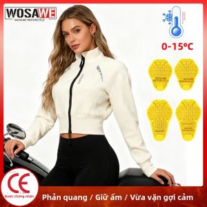 Áo Khoác Mùa Đông Dành Cho Nữ WOSAWE Đạt Chứng Nhận CE Có Lớp Bảo Vệ Mềm Cổ Cao Lót Lông Giữ Nhiệt Kiểu Dáng Ngắn Áo Khoác Motocross Ôm Dáng Gợi Cảm