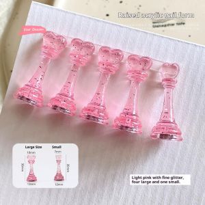 5Pcs Acrylic Magnetic Nail Practice Tips Stand 3cm Elevated Wearable Display Rack Chess Design Nail Training Tool