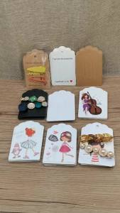 50pcs square shape white /brown hair card jewelry package hair clip card black blank paper hairclaw oranments display card