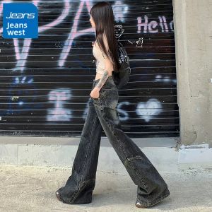 Jeanswest | Quần Jeans Nữ Ống Rộng Micro-flared Cạp Cao Tôn Mông Dáng Slim Phong Cách Retro Mỹ