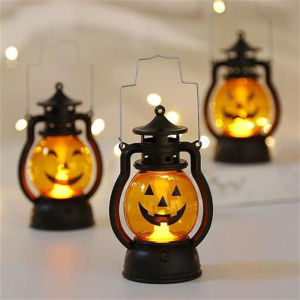 Halloween LED pumpkin Lantern Hanging Light Retro Ghost Smile Lamp Prop Creative Halloween Party Light Decor Gift 万圣节南瓜灯
