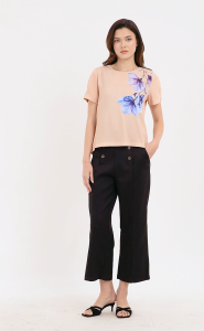 Krizia Digital Print Round Neck Blouse Top