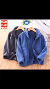 Áo khoác bé trai 30-64kg size đại MAMDADKIDS áo khoác lông cừu mùa đông dày ấm cho bé 5 đến 15 tuổi