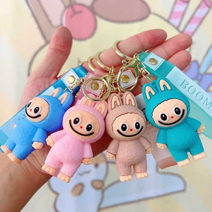 【Fairy Castle】Cute Cartoon Figure Labubu Keychain Car The Monsters Bunny Keys Chain Backpack Charms Anime Doll Accessories Keychains