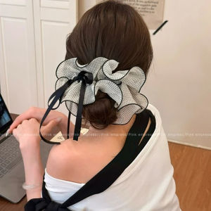 PINK EMPRESS | Bow Net Polka Dot Design Head Clasp Hair Accessory