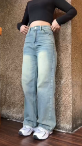 CELANA KULOT JEANS RETRO HIGHWAIST SOBEK  - Highwaist Jeans Kulot Wanita Ripped