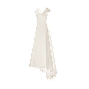 ชุดแต่งงานผ้าซาตินสีขาวสไตล์เรียบง่าย ชุดแต่งงานสไตล์ฝรั่งเศส ชุดราตรีสีขาว ชุดราตรีแบบสั่งทำ ชุดราตรีผ้าซาตินสีขาว ชุดราตรี