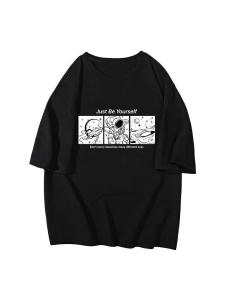 Áo Thun Tay Ngắn Mùa Hè Dành Cho Nam Áo Thun in Họa Tiết Vũ Trụ Cổ Tròn Cotton Thường Ngày Thời Trang Áo Phông