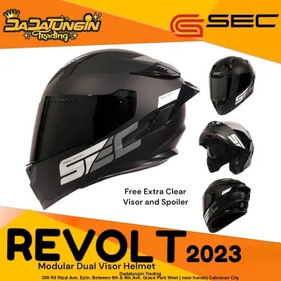 SEC Revolt 2023 Modular Helmet + FREE Extra Clear Visor and Spoiler