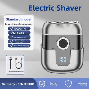 MONLEYTA | Portable Electric Shaver For Men Mini Cordless Razor Steel Cannon Rechargeable Double Blade Head Skin Friendly All Weather Use