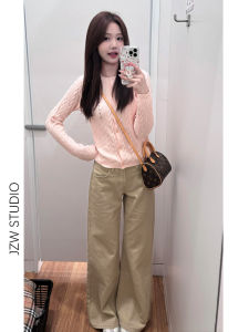 American Style Khaki Flared Denim Jeans Women Loose Slimming Super Beautiful Small Size High End Minority Floor-Length Horse Hoof Pants