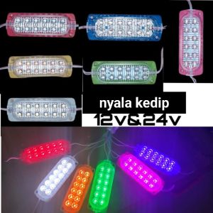 1Pcs LED Modul 12 Mata Ultrasonic 12V-24V Nyala Kedip Flash Motor Mobil Bus Truk