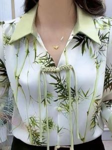 เสื้อเชิ้ตแขนยาวสไตล์จีน ทรงหลวม ทรงปกติ คอโปโล แขนยาวถึงข้อศอก ปกติ ผ้าฝ้ายผสมอื่นๆ 100% ฤดูร้อน 2024