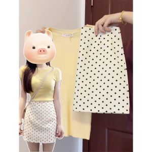 ZUKUN | Chân Váy Dạng A-line Ngắn Có Chấm Nơ Trắng