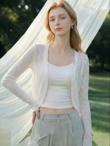Simple Style White Sun Protection Knit Cardigan