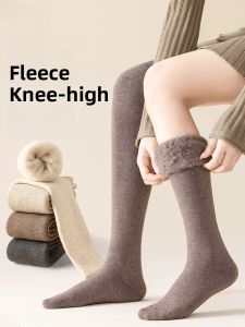 Miiow | Thickened Fleece Long Tube Socks Womens Winter Warm High Tube Knee Protection thigh socks Over Knee Plush Lined Extra Thick