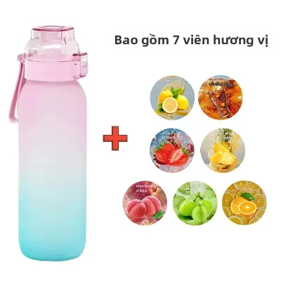 LUSQI 1L Tritan Bình Nước Với 7 Hương Vị Vị Cốc Thơm Di Động Cho Du Lịch Đi Bộ Đường Dài Thể Thao Ngoài Trời Người Lớn Có Thể Tái Sử Dụng Drinkware