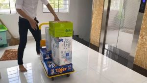 Xe đẩy hàng 4 bánh SUMIKA T150 - Khung thép tay cầm gấp mở tiện lợi tải trọng 150kg