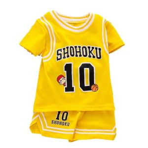 Anak laki laki Jersey Basket Digital Lengan Pendek Celana pendek olahraga Kapas Baju anak Katun Pakaian Setelan