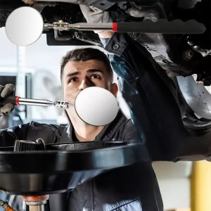 Adjustable Detection Metal Folding Mirror Car Bottom Inspection Mirror 360° Rotating Reflector Practical Auto Repair Accessory