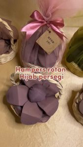 HAMPERS ROTAN HIJAB PERSEGI POLLYCOTTON PREMIUM: KADO ULANG TAHUN WISUDA WEDDING SOUVENIR PENGAJIAN ARISAN SYUKURAN HAJATAN
