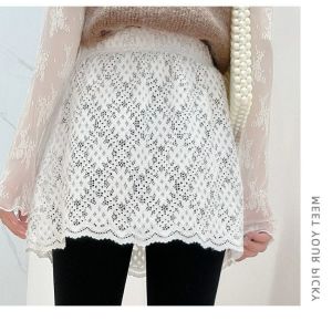 กระโปรงสั้นทรงเอผ้าลูกไม้สไตล์ใหม่สำหรับผู้หญิงในฤดูใบไม้ผลิและฤดูใบไม้ร่วง เอวสูง ทรงหลวม สไตล์เกาหลี กระโปรงสั้นผ้าฝ้ายผสม