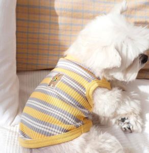 Summer Thin Striped Teddy Bear Knit Vest Teddy Bear Dog Clothing Small and Medium-sized Dog Pet Cat Clothing