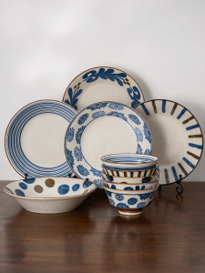 Mino Yaki | Imported Safe Underglaze Japanese Bowl and Plate Set