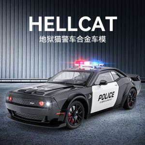 Dodge Charger SRT Hellcat Alloy Car Model Toy Police Vehicle Simulation Miniature Collectible Metal Car Replica for Ages 3+
