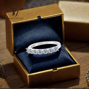 TY 0.7CT Gemstone Moissanite Rings For Women S925 Silver Matching Wedding Diamonds Band Stackable Ring White Gold Jewelry Gift