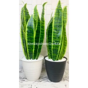 Pohon Hias Daun Lidah Mertua X16 Plastik Artificial Pot Tawon Pirus HItam Putih Tanaman Imitasi Dekorasi Ruangan Rumah