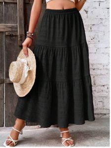 Spring New Arrival High Waist A-Line Umbrella Skirt Womens Loose Fit Fashionable Elastic Waist Artistic Style Streetwear