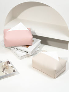 Leather Tissue Box High-End Sensation Living Room Bedroom Restaurant Desktop Art Sense Cream Style Drawstring Bag Car Mounted