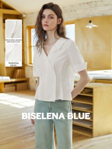 BEIQIANI | Slanted Placket Tie Collar Womens Shirt