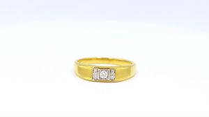 Happy Jewelry แหวนเม็ดกลาง 9k 37.5% เพชรเกสร MR128 บ่าข้างทองแท้