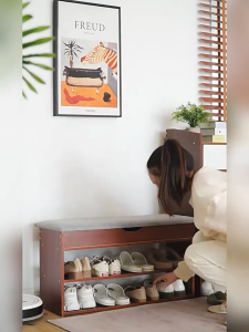 MC-home Entrance Door Shoe Bench Home Entryway Sit-and-Store Shoe Cabinet Integrated Shoe Rack and Bench Small Narrow Long Bench for Putting on Shoes