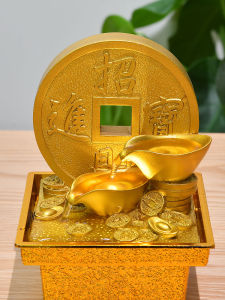 Lucky Water Flowing Fountain Desktop Decoration Non-Electric Circular Water Bar Opening Gift Small Feng Shui Wheel Business Prosperity