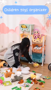 Rak Troli Susun Macaron | Rak Dapur Serbaguna | Rak Mainan Anak | Rak Troli Dengan Roda