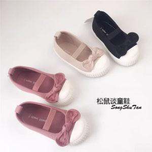 Princess Style Canvas Shoes for Girls with Butterfly Knots Soft Bottom Low Cut Easy to Wear Casual Footwear Suitable for Kindergarten