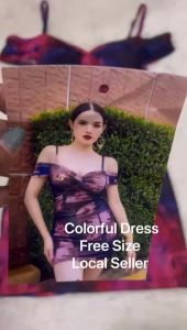Ladies Dress Hawaii Colorful Slimming Body Off Shoulder Padded Event Beach Party Dress