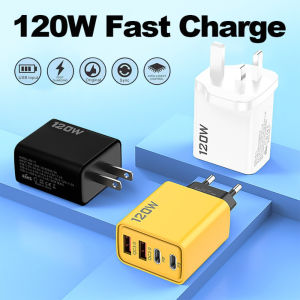 EU/US/UK 120W Mobile Phone & Tablet Safe Fast Charging Charger 2 USB 2 Type-C/Universal 2M Long 4-in-1 Mecha Data Charging Cable