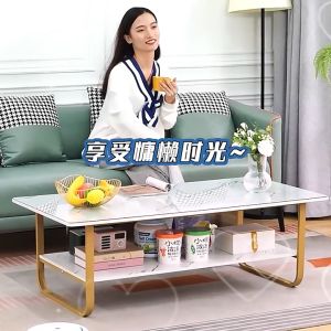 Marble Pattern Living Room Dining Table Coffee Table Modern Scandinavian Coffee Table Sofa Corner Table (Meja Ruang Tamu) 茶桌