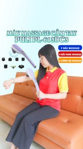 Máy đấm lưng máy massage cầm tay 7 đầu máy mát xa cầm tay Puli PL-613DC3 - Cán tay cầm dài matxa được lưng cổ vai gáy 5 kiểu rung 6 tốc độ