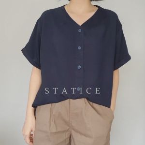 Atasan Wanita Vneck Polos Oversize - Blus Rayon Twill Jumbo Big Size