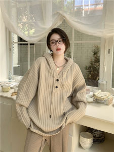 Plus Size Womens Clothing Fall and Winter K-style Soft Glutinous Idle Style Hooded Sweater Loose All-Matching Pullover Long Sleeves Knitwear Tops