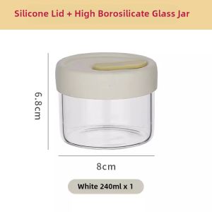 High Borosilicate Glass Sealable Container Silicone Lid Cooking Utensils Durable Cylindrical Storage Jar for Soup And Nests