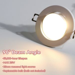 CANMEIJIA Tri Colors Recessed Anti-Glare LED Pin Light Downlight 7W 3 Colors 3000K/4000K/6500K Selectable Bulbs GU10 LED Recessed Downlights for Living room Bedroom Bathroom Office