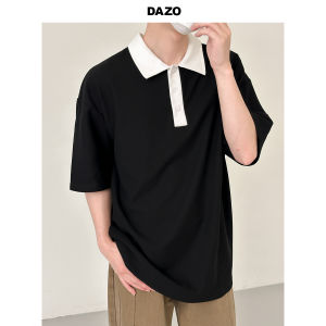 Dazo Mens Casual Polo Shirt Short Sleeve Loose Fit Turn-down Collar T-shirt Summer Leisure Youth Trend Summer Collection