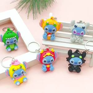 【Local Seller】Stitch Keychain Diy Soft Rubber Accessories Birthday Charm Pendant Small Gift Archaeological Doll Car Key